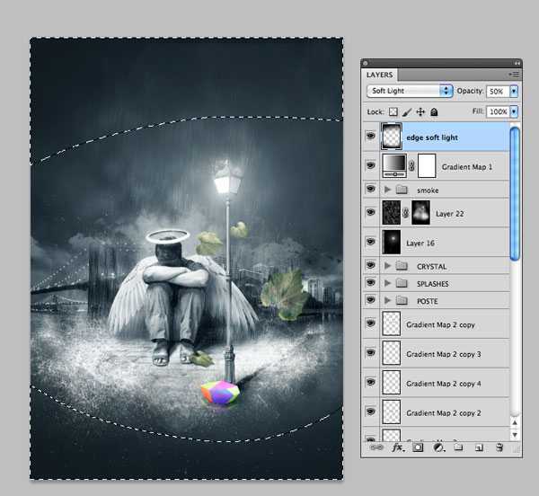‘photoshop经典合成雨夜中失落的天使‘