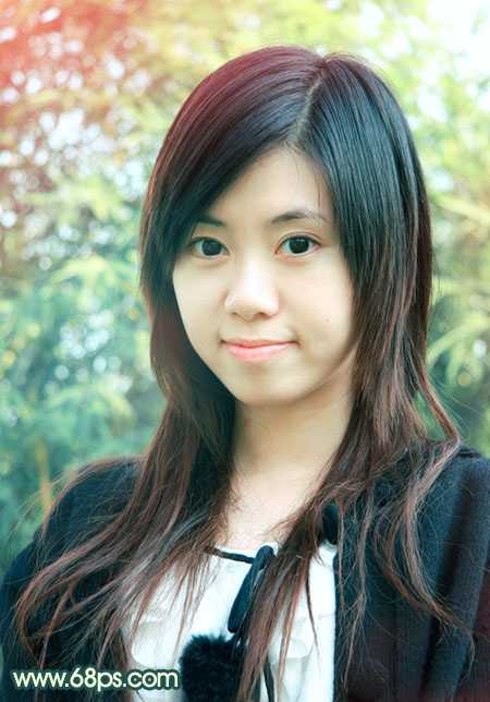 ‘Photoshop将外景美女图片调制成柔美的青黄蜜糖色‘
