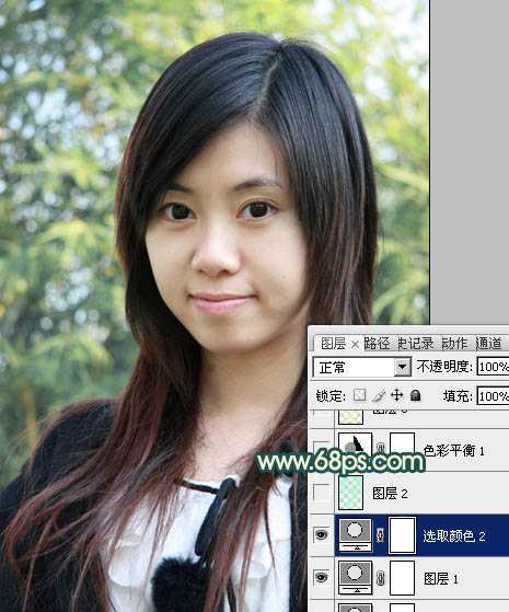 ‘Photoshop将外景美女图片调制成柔美的青黄蜜糖色‘