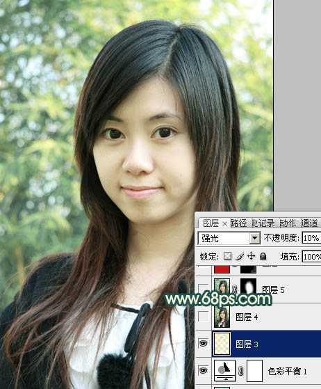 ‘Photoshop将外景美女图片调制成柔美的青黄蜜糖色‘