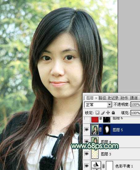 ‘Photoshop将外景美女图片调制成柔美的青黄蜜糖色‘