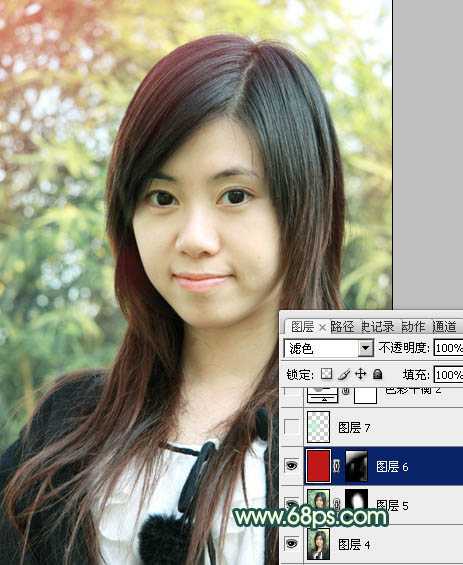‘Photoshop将外景美女图片调制成柔美的青黄蜜糖色‘