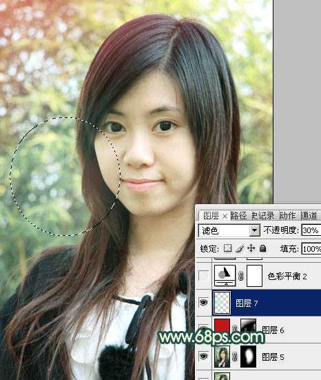 ‘Photoshop将外景美女图片调制成柔美的青黄蜜糖色‘