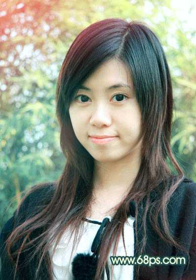 ‘Photoshop将外景美女图片调制成柔美的青黄蜜糖色‘