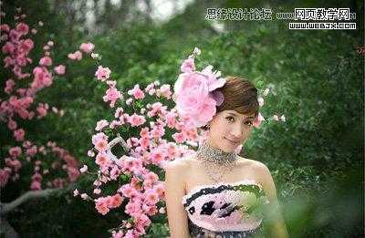 ‘Photoshop将粉色婚片艺术照调制出梦幻紫色调效果‘