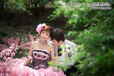 ‘Photoshop将粉色婚片艺术照调制出梦幻紫色调效果‘