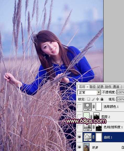 ‘Photosho将外景人物图片添加上流行的日韩淡褐色‘