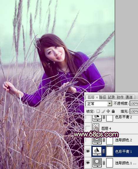 ‘Photosho将外景人物图片添加上流行的日韩淡褐色‘