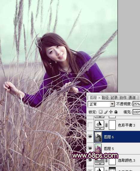 ‘Photosho将外景人物图片添加上流行的日韩淡褐色‘