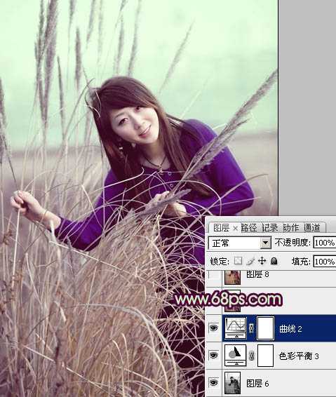 ‘Photosho将外景人物图片添加上流行的日韩淡褐色‘