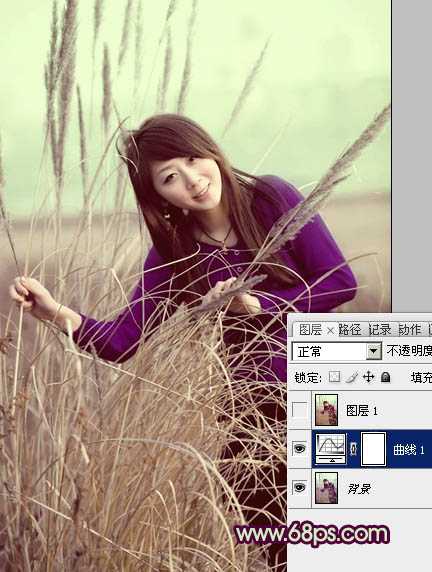 ‘Photosho将外景人物图片添加上流行的日韩淡褐色‘