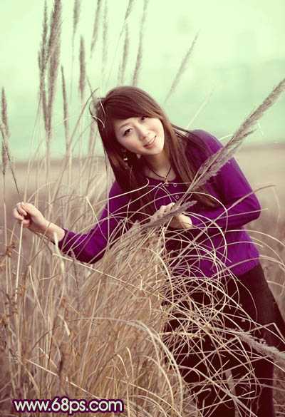 ‘Photosho将外景人物图片添加上流行的日韩淡褐色‘