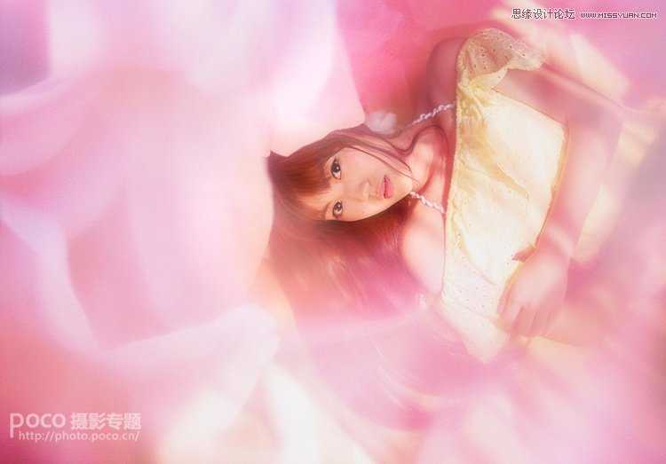 ‘Photoshop后期合成唯美的花朵人像效果图‘