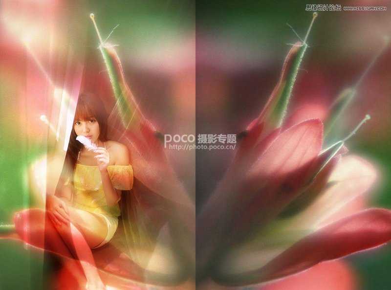 ‘Photoshop后期合成唯美的花朵人像效果图‘