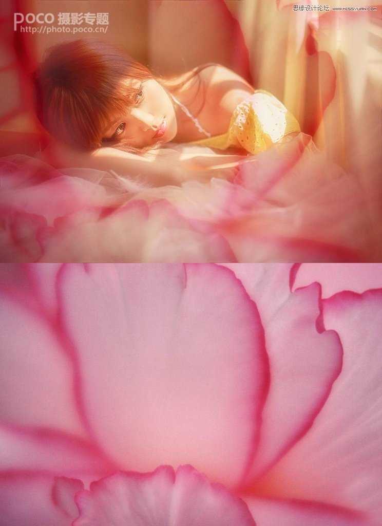 ‘Photoshop后期合成唯美的花朵人像效果图‘