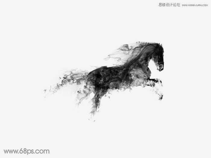 ‘Photoshop将骏马图制作中国风特效水墨效果‘