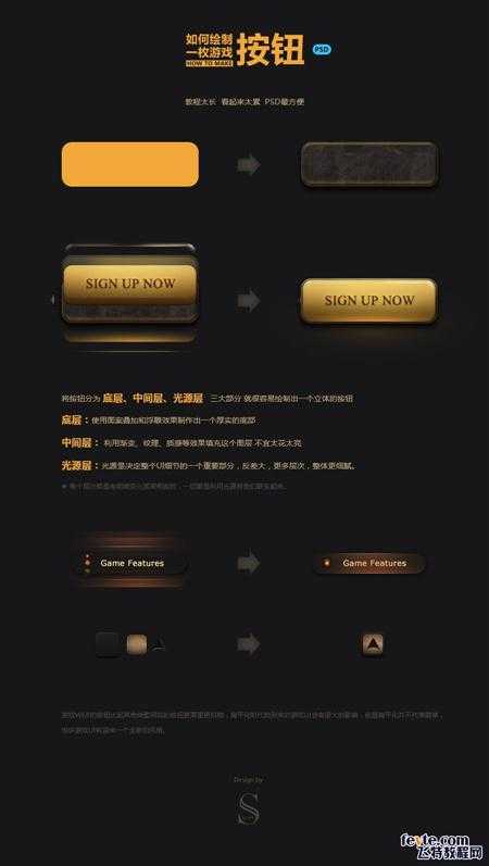 ‘PS鼠绘制作质感游戏按钮‘