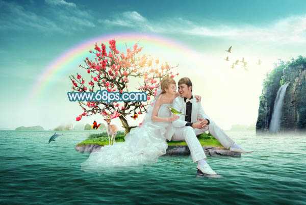 ‘Photoshop打造唯美的彩虹岛婚片教程‘