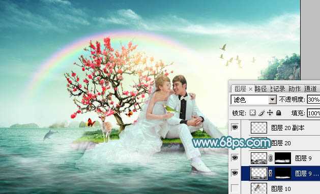 ‘Photoshop打造唯美的彩虹岛婚片教程‘