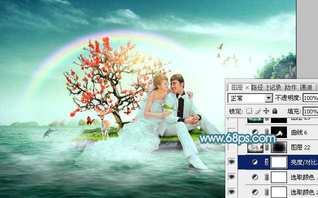 ‘Photoshop打造唯美的彩虹岛婚片教程‘