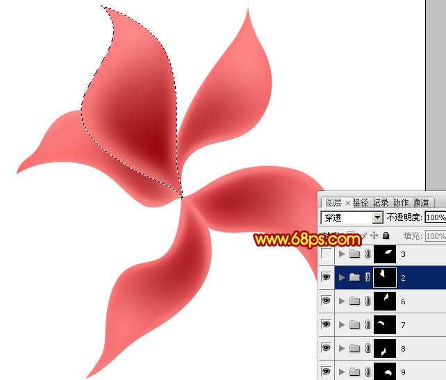 ‘Photoshop设计制作出非常漂亮的梦幻红色透明丝质花朵‘