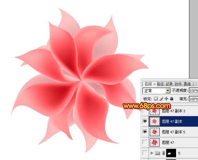 ‘Photoshop设计制作出非常漂亮的梦幻红色透明丝质花朵‘