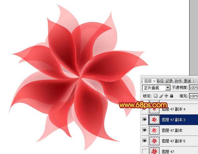 ‘Photoshop设计制作出非常漂亮的梦幻红色透明丝质花朵‘