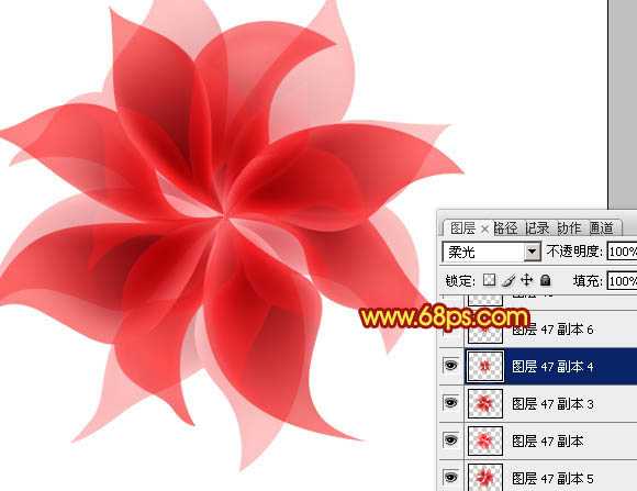 ‘Photoshop设计制作出非常漂亮的梦幻红色透明丝质花朵‘