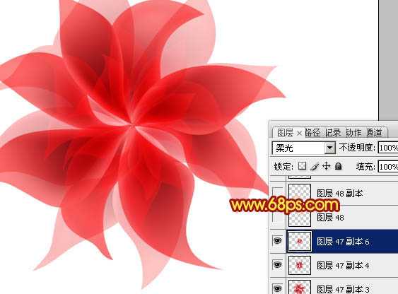 ‘Photoshop设计制作出非常漂亮的梦幻红色透明丝质花朵‘
