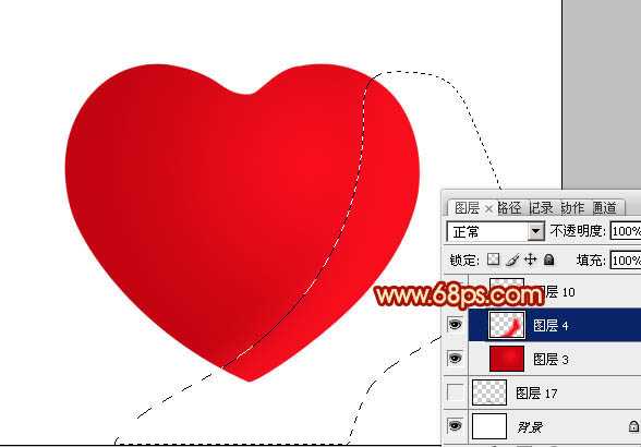 ‘Photoshop设计制作出光滑的红色立体心形‘
