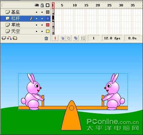 Flash制作可爱的“小兔子跷跷板”动画