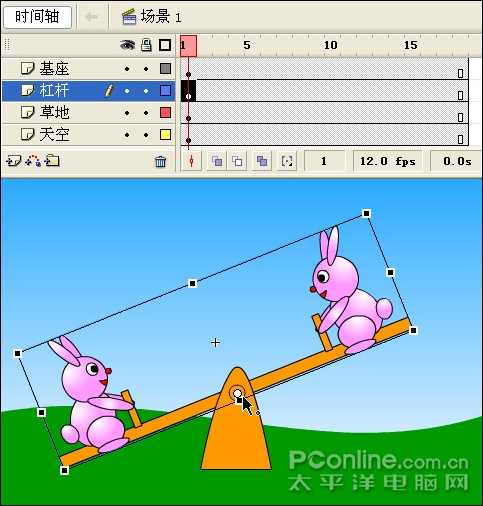 Flash制作可爱的“小兔子跷跷板”动画