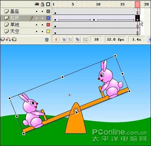 Flash制作可爱的“小兔子跷跷板”动画