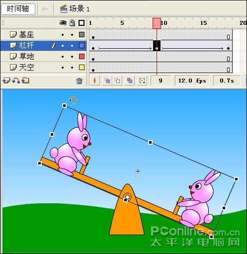 Flash制作可爱的“小兔子跷跷板”动画