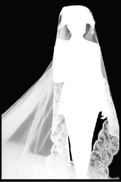 ‘photoshop利用灰色通道完美抠出穿婚纱的模特换背景‘