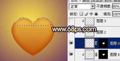 ‘photoshop将利用水晶心形制作成漂亮的橙黄色花朵效果‘