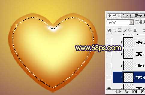 ‘photoshop将利用水晶心形制作成漂亮的橙黄色花朵效果‘