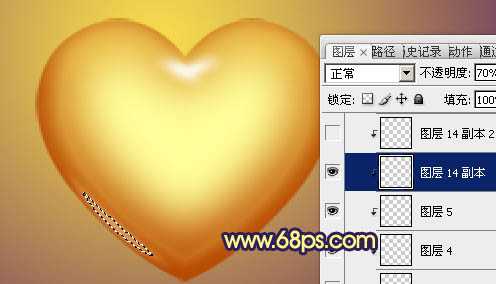 ‘photoshop将利用水晶心形制作成漂亮的橙黄色花朵效果‘