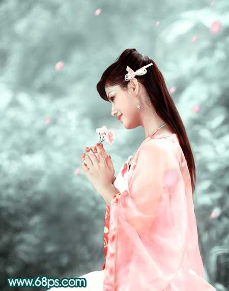 ‘Photoshop将古装人物图片调制出古典的淡青色背景‘