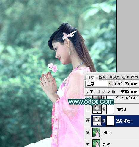 ‘Photoshop将古装人物图片调制出古典的淡青色背景‘