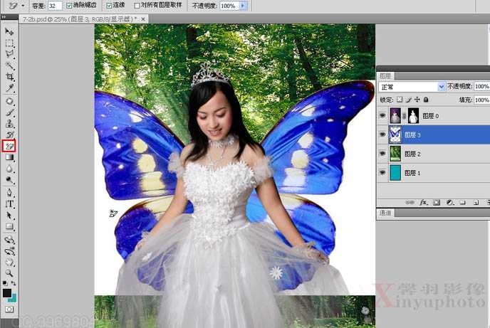 ‘Photoshop制作唯美的粉红色蝴蝶仙子效果教程‘