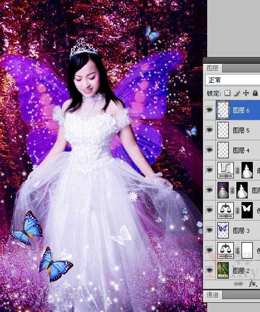 ‘Photoshop制作唯美的粉红色蝴蝶仙子效果教程‘