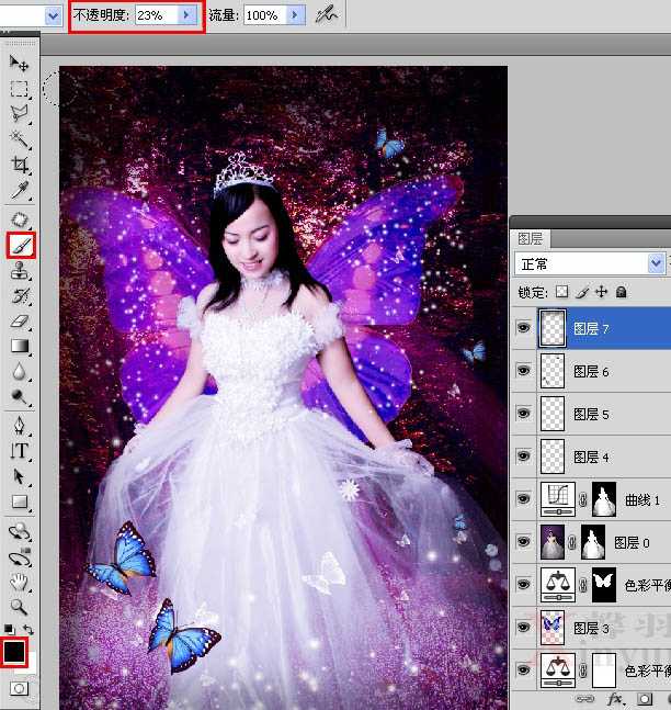 ‘Photoshop制作唯美的粉红色蝴蝶仙子效果教程‘