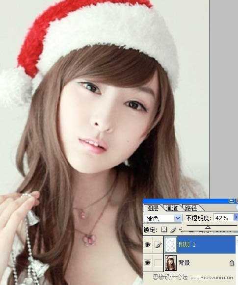 ‘Photoshop将圣诞美女图片制作出转手绘效果‘