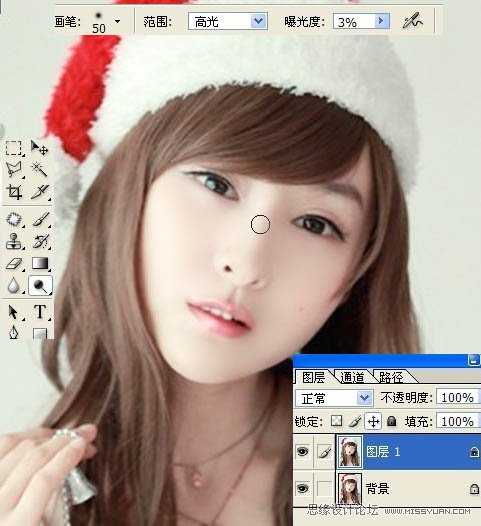 ‘Photoshop将圣诞美女图片制作出转手绘效果‘