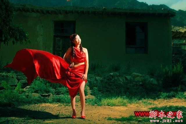 ‘Photoshop将外景人物照片调出强对比的暗红色舞台效果‘