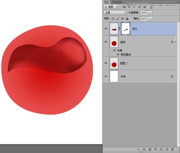 ‘Photoshop绘制晶莹剔透有质感的红色水晶樱桃‘