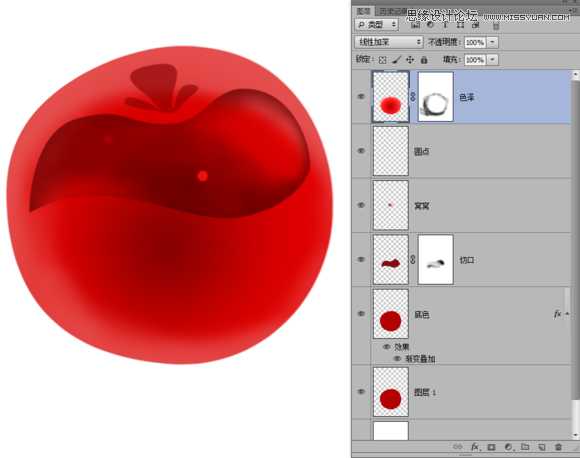 ‘Photoshop绘制晶莹剔透有质感的红色水晶樱桃‘