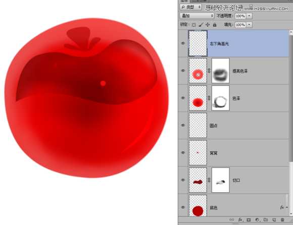‘Photoshop绘制晶莹剔透有质感的红色水晶樱桃‘