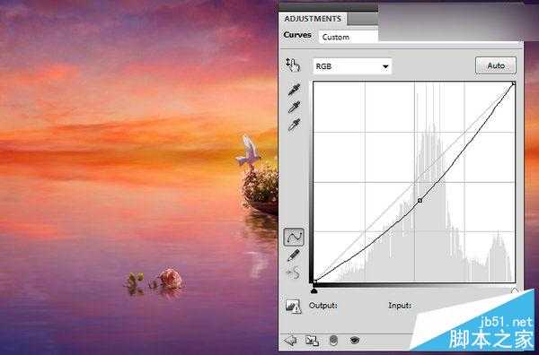 ‘Photoshop合成梦幻风格湖载满鲜花的湖中小舟场景图‘